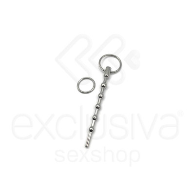 Foto 1 do produto Penetrador de Uretra em Aço com Esferas Gradativas e Anel Reserva - 12 x 1 cm