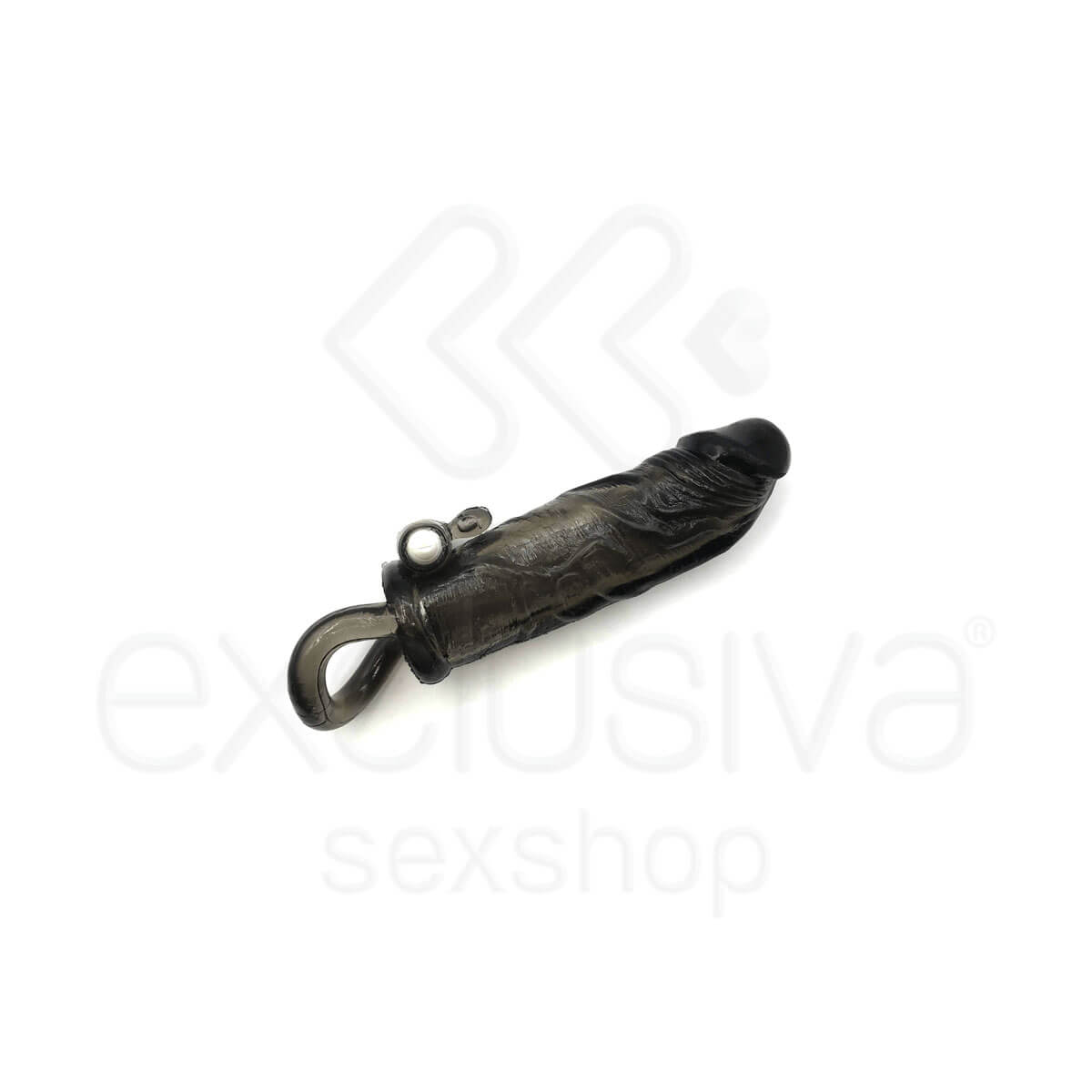 Capa Peniana com Preenchimento Interno e Vibração Única Preto Fumê - Penis Extender Black | 18,5 x 3,3 cm - 2