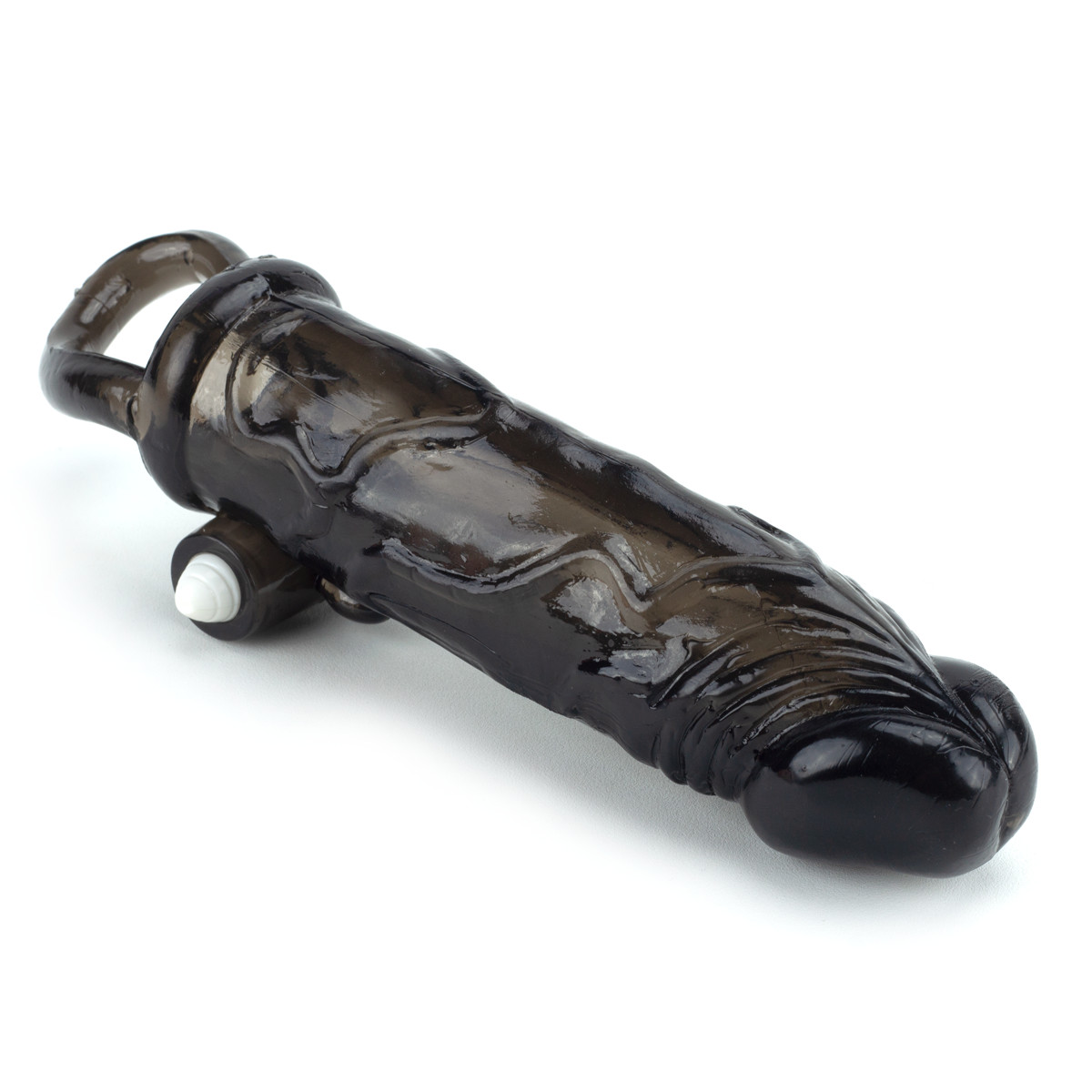 Capa Peniana Extensora Preto Fumê com Anel Testicular e Cápsula Vibratória - Penis Extender | 12 x 3,2 cm - 2