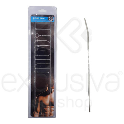 Penis Plug - Penetrador de Uretra em Aço para Prática de Sounding - 26 x 0,4 cm