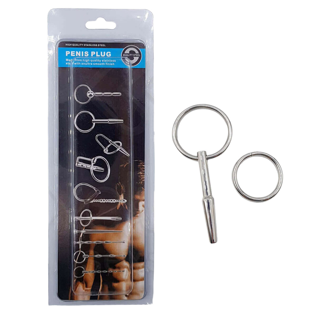 Penetrador de Uretra em Aço para Prática de Sounding com Anel Para Glande - Penis Plug | 5,3 x 0,7 cm - 1