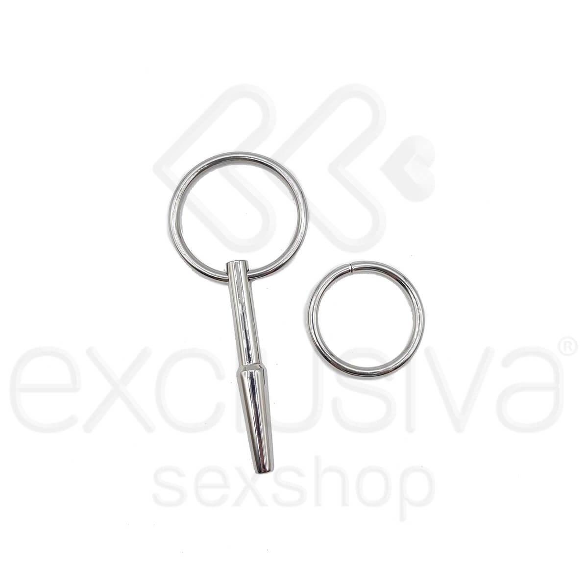 Penetrador de Uretra em Aço para Prática de Sounding com Anel Para Glande - Penis Plug | 5,3 x 0,7 cm - 2
