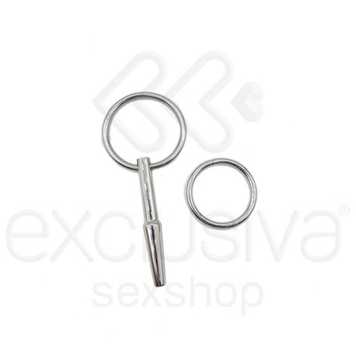 Foto 2 do produto Penetrador de Uretra em Aço para Prática de Sounding com Anel Para Glande - Penis Plug |  5,3  x 0,7 cm