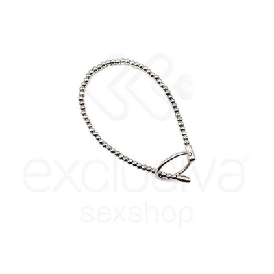Foto 2 do produto Penis Plug - Penetrador de Uretra Feito em Aço para Prática de Sounding com Esferas e Flexível - 33,5 x 0,6 cm