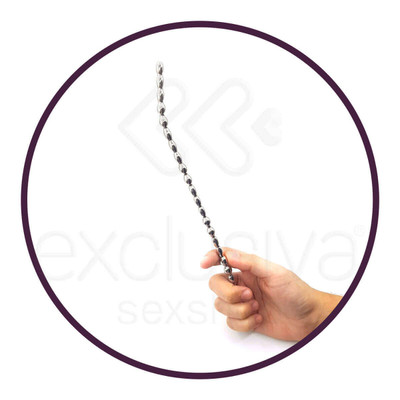 Penetrador de Uretra para Prática de Sounding em Aço com Textura Escalonada - Penis Plug | 26 x 0,7 cm