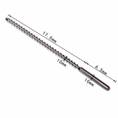 Foto 2 do produto Penetrador de Uretra para Prática de Sounding em Aço com Bolinhas estimuladoras - Penis Plug  | 24 x 1 cm