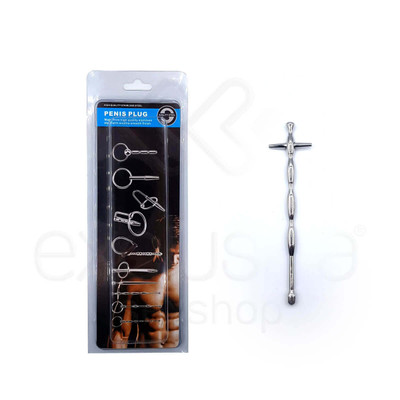 Penis Plug - Penetrador de Uretra em Aço para Prática de Sounding com Corpo Escalonado - 15 x 0,8 cm