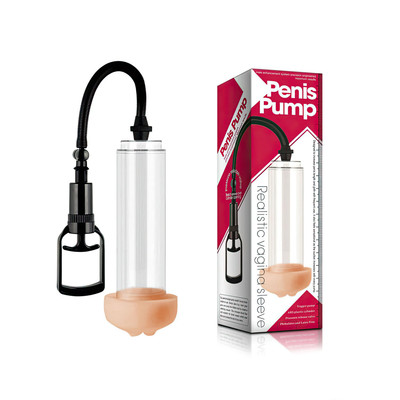 Bomba Peniana Manual com Manga em Forma de Vagina em Cyberskin - Penis Pump | 21 x 6,7 cm | Disponível em 2 Cores