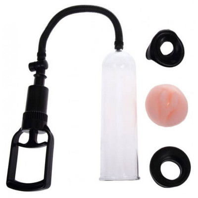 Foto 2 do produto Bomba Peniana Manual com Manilha e 3 Anéis para Base - Penis Pump | 19 x 5,5 cm