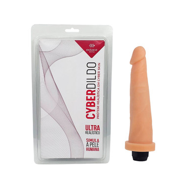 Pênis Realístico em Cyberskin com Vibrador Multivelocidade - CyberDildo | 18,5 x 4,5 cm