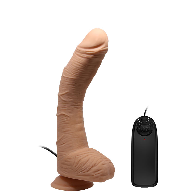 Pênis Realístico Gigante com Veias Salientes, Escroto, Ventosa e Vibração Multivelocidade com Controle Remoto com Fio - LyBaile Beautiful Alex | 22,3 x 4,9 cm - 2