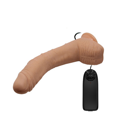 Foto 4 do produto Pênis Realístico Gigante com Veias Salientes, Escroto, Ventosa e Vibração Multivelocidade com Controle Remoto com Fio - LyBaile Beautiful Alex | 22,3 x 4,9 cm