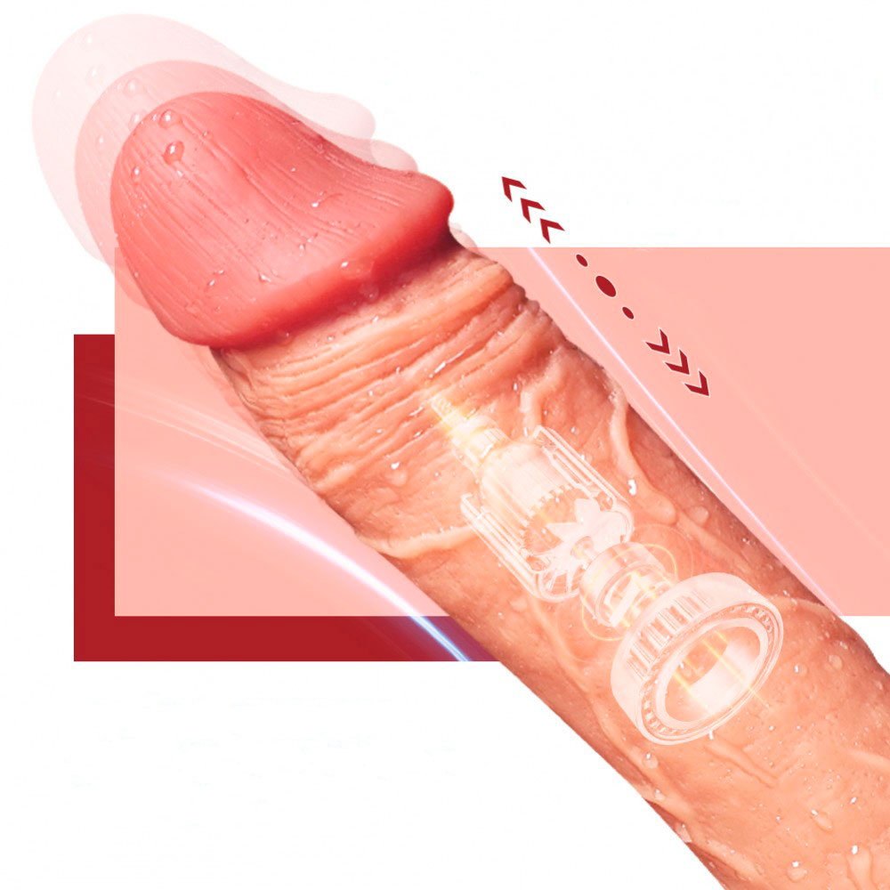Pênis Realístico Recarregável com Vibração, 7 Modos Vai e Vem, Função Aquecimento e Controle Remoto Sem Fio - Telescopic Vibration Dildo | 15 x 3,8 cm - 3