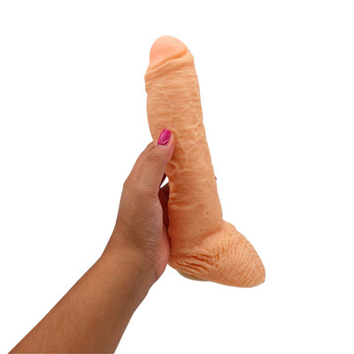 Pênis Realístico em Silicone com Glande, Veias Super Salientes, Escroto e Encaixe para Cinta Peniana - Magic Sexy | 18,5 x 5,5 cm