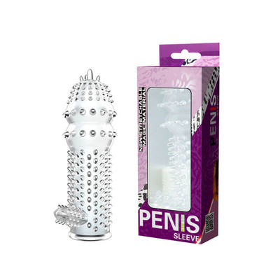 Foto 1 do produto Capa Peniana Transparente com Cerdas Massageadoras e Estimulador de Clitóris - Penis Sleeve Magic Material | 12,3 x 3,7 cm