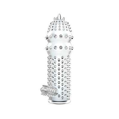 Foto 2 do produto Capa Peniana Transparente com Cerdas Massageadoras e Estimulador de Clitóris - Penis Sleeve Magic Material | 12,3 x 3,7 cm