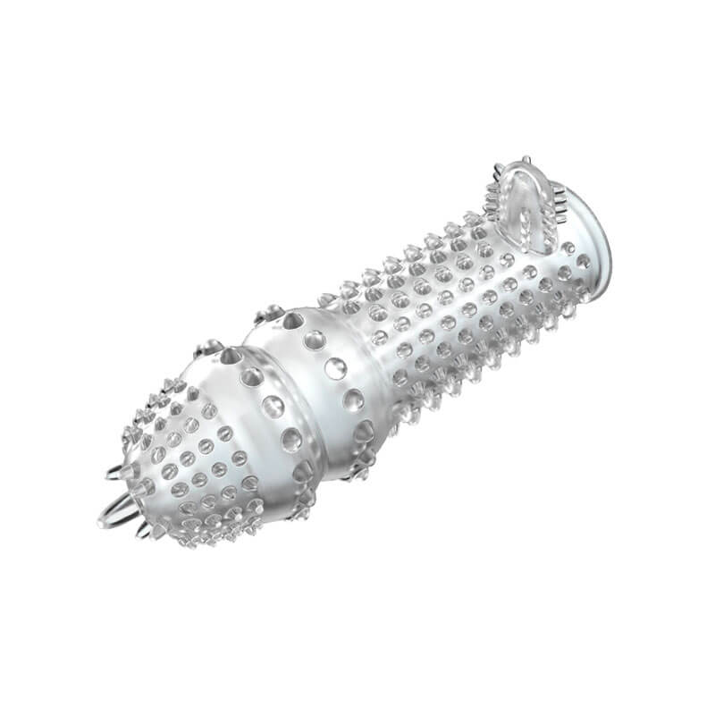 Capa Peniana Transparente com Cerdas Massageadoras e Estimulador de Clitóris - Penis Sleeve Magic Material | 12,3 x 3,7 cm - 3