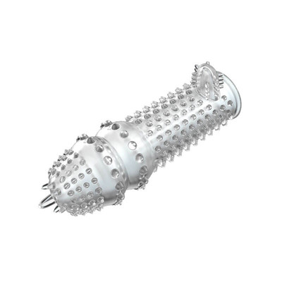 Foto 3 do produto Capa Peniana Transparente com Cerdas Massageadoras e Estimulador de Clitóris - Penis Sleeve Magic Material | 12,3 x 3,7 cm