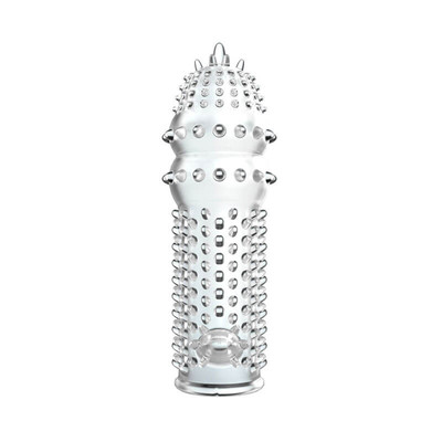 Foto 4 do produto Capa Peniana Transparente com Cerdas Massageadoras e Estimulador de Clitóris - Penis Sleeve Magic Material | 12,3 x 3,7 cm
