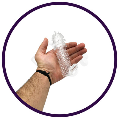 Foto 5 do produto Capa Peniana Transparente com Cerdas Massageadoras e Estimulador de Clitóris - Penis Sleeve Magic Material | 12,3 x 3,7 cm
