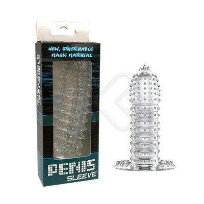Capa Peniana Escalonada com Cerdas Massageadoras e Base Estimuladora - Penis Sleeve New Stretchable | 12,1 x 3,5 cm