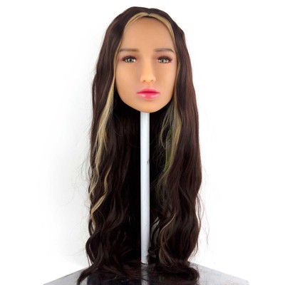 Foto 1 do produto Peruca Levemente Ondulada no Tamanho Longo em Fibra Sintética com Mechas Loira na Franja