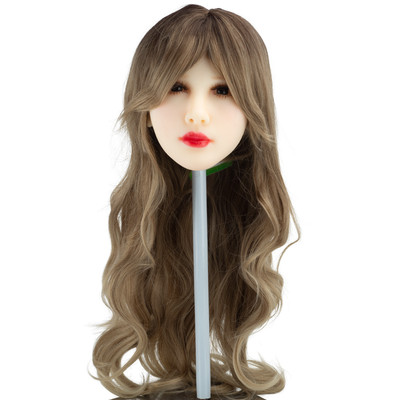 Peruca no Modelo Longo com Camadas, Franja Cortina em Fibra Sintética