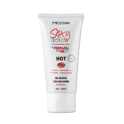 Gel Beijável com Efeito que Aquece com Sabor de Chantilly - Pessini Sexy Delicia - 45 Gramas