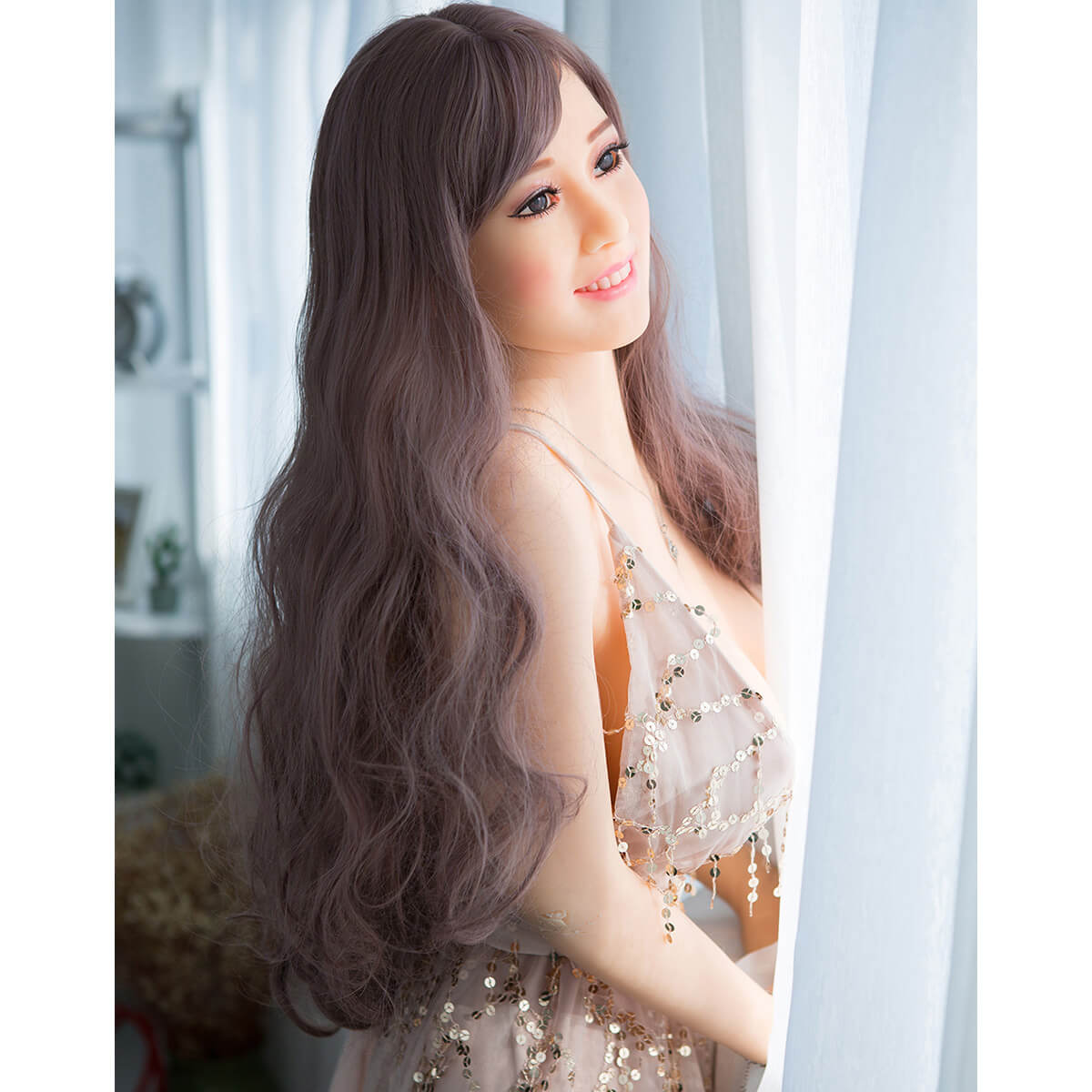 Pietra - Boneca Realística em Cyberskin com Pele Clara, Cabelo Longo, Olhos Castanhos, Seios Fartos, Vértebras em Aço e Acessórios - 35 Kg e 1,58 Metros de Altura - 7