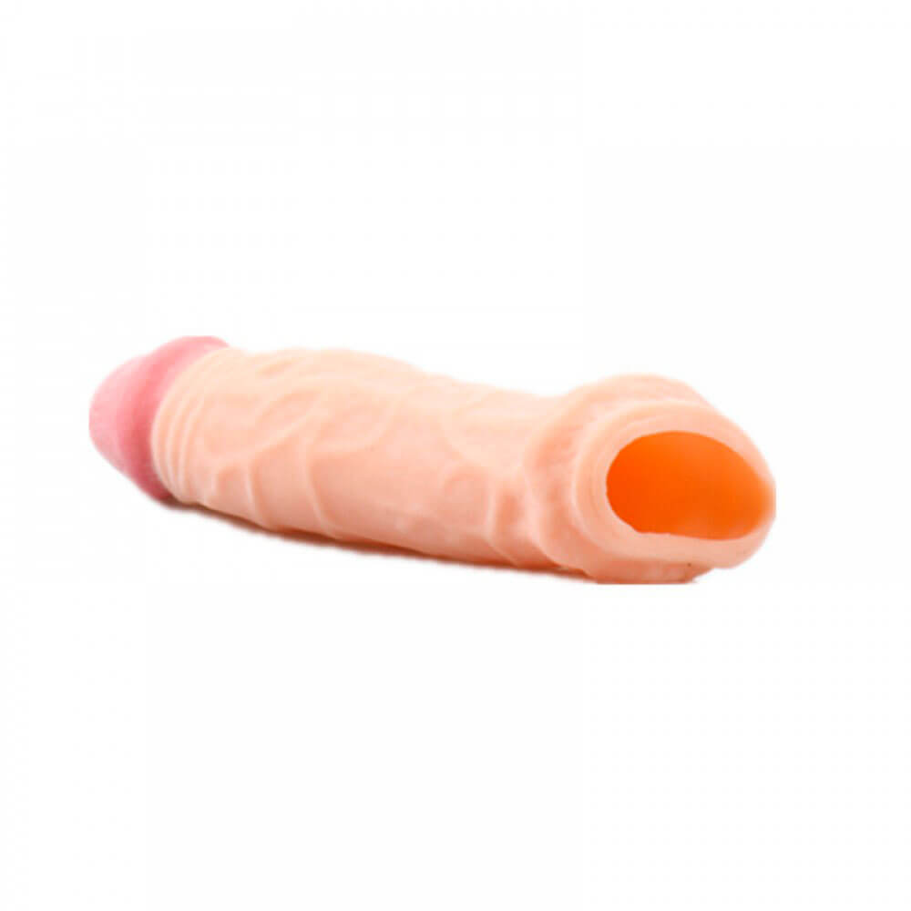 Pleasure Extender Penis Extension 2 - Capa Peniana Realística em Cyberskin com Glande Definida, Veias Salientes e Preenchimento Interno - 16,7 x 3,3 cm - 4