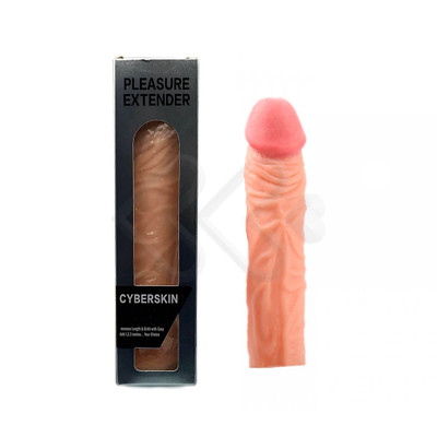 Pleasure Extender Penis Extension 3 - Capa Peniana Realística em Cyberskin com Glande Definida, Veias Salientes e Preenchimento Interno - 19,8 x 3,9 cm