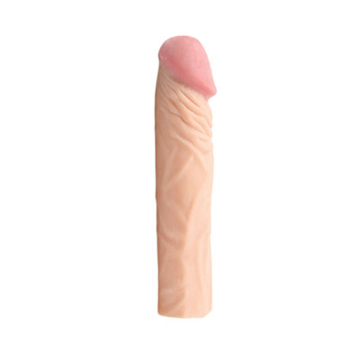Foto 2 do produto Pleasure Extender Penis Extension 3 - Capa Peniana Realística em Cyberskin com Glande Definida, Veias Salientes e Preenchimento Interno - 19,8 x 3,9 cm