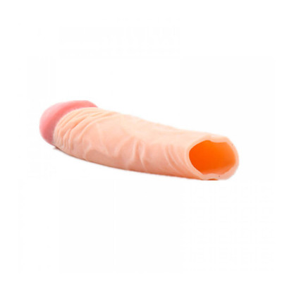 Foto 3 do produto Pleasure Extender Penis Extension 3 - Capa Peniana Realística em Cyberskin com Glande Definida, Veias Salientes e Preenchimento Interno - 19,8 x 3,9 cm