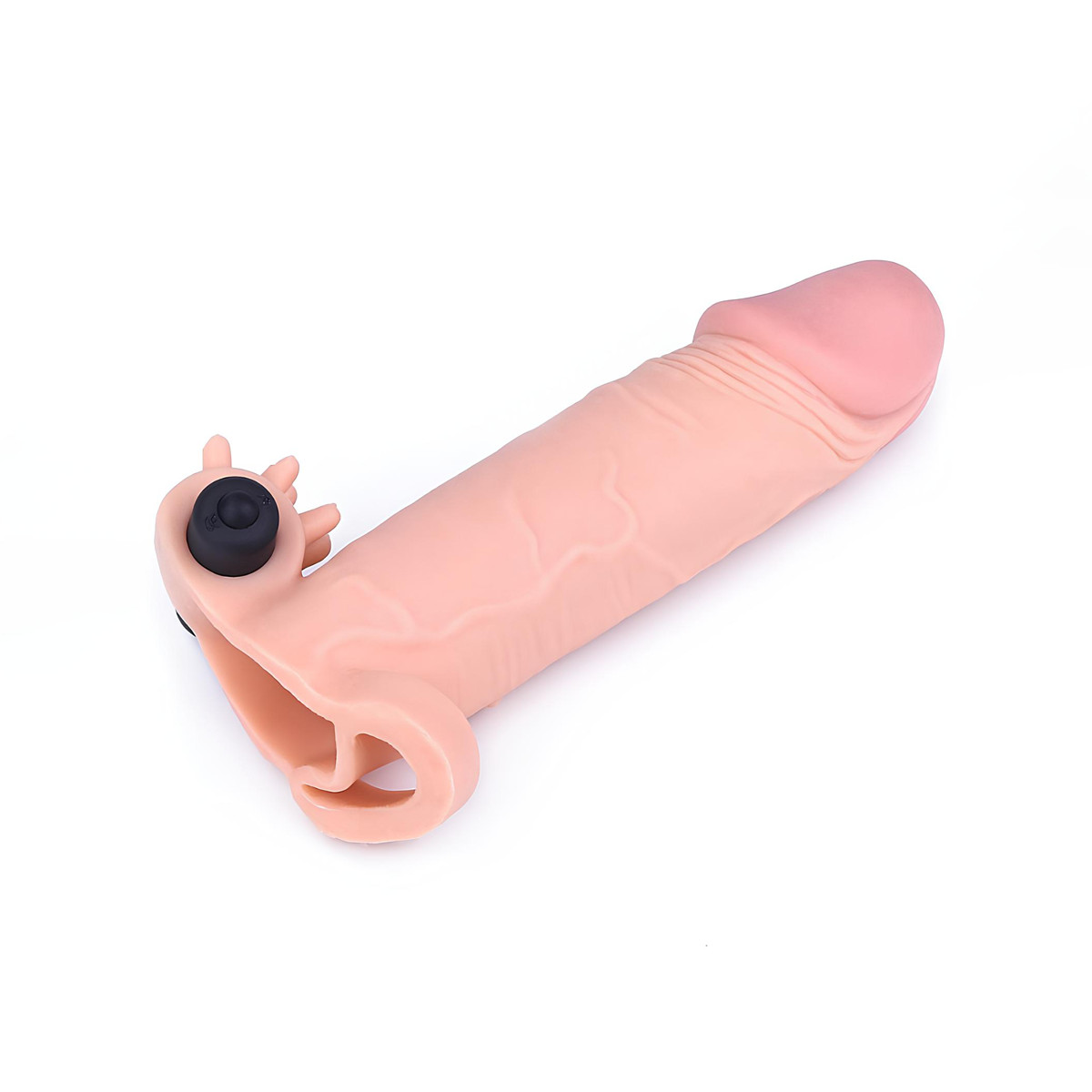 Capa Peniana Extensora em TPR com Preenchimento na Ponta e Cápsula Vibratória - Pleasure X-Tender Series | 12,5 x 3,6 cm - 3