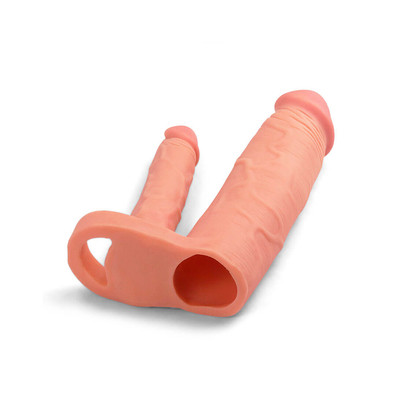 Foto 2 do produto Pleasure X-Tender Series - Capa Peniana Extensora com Preenchimento, Pênis para Dupla Penetração e Anel Escrotal