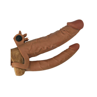 Foto 6 do produto Capa Extensora com Preenchimento, Prótese Peniana e Estimulador de Clitóris com Cápsula Vibratória - Lovetoy Pleasure X-Tender Series | 15 x 2,8 cm | Disponível em 2 Cores