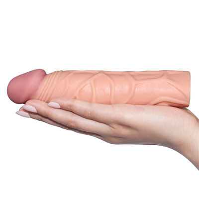 Foto 6 do produto Capa Peniana Extensora em TPE Ultra Macio com Glande Definida Preenchida e Veias Salientes - Pleasure X-Tender Series | 17 x 4 cm | Disponível 2 Cores