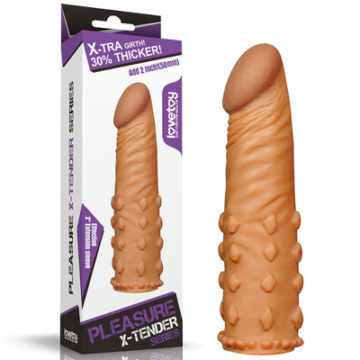 Capa Peniana Extensora com Glande Definida Preenchida e Nódulos - Pleasure X-Tender Series | 18,5 x 3,5 cm | Disponível em 2 Cores