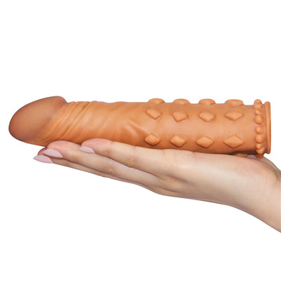 Capa Peniana Extensora com Glande Definida Preenchida e Nódulos - Pleasure X-Tender Series | 18,5 x 3,5 cm | Disponível em 2 Cores