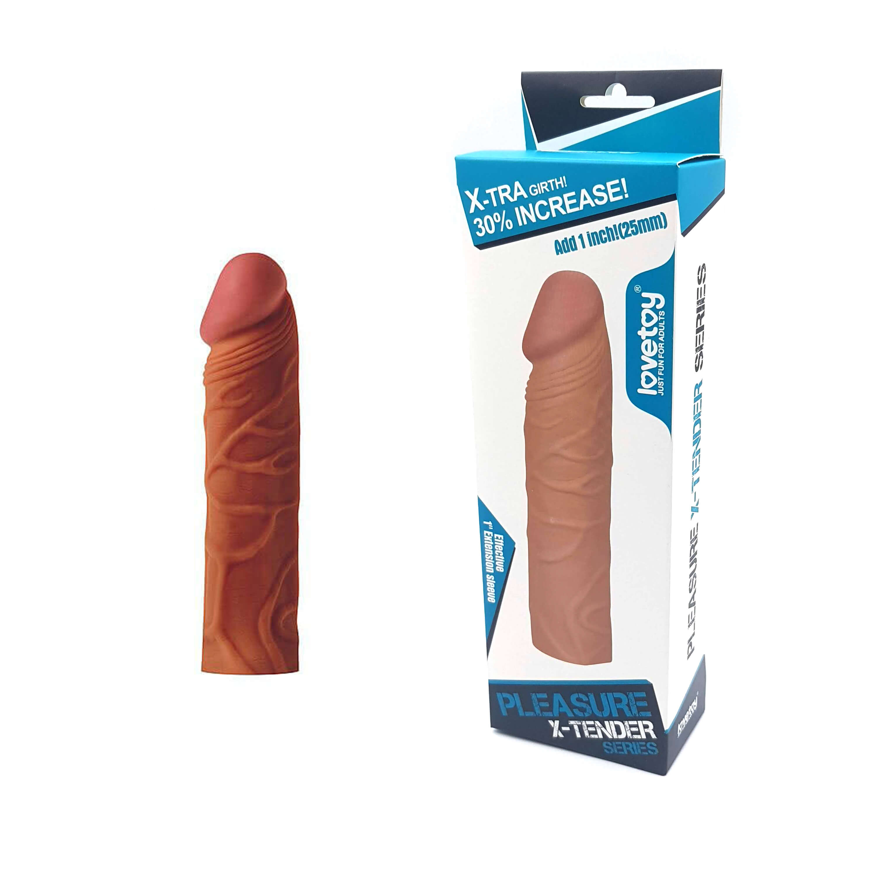 Capa Peniana Extensora com Glande Definida Preenchida e Veias - Pleasure X-Tender Series | 17,5 x 3,4 cm - 2