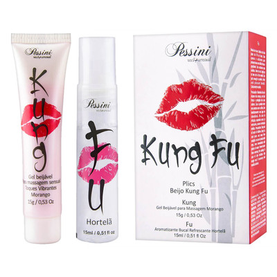 Plics Kung Fu - Kit Para Sexo Oral com Gel Beijável e Aromatizante Bucal - Contém: 15 g e 15 ml