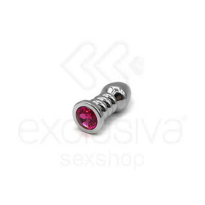 Plug Anal em Aço com Cristal Brilhante na Base - 8,9 x 4,3 cm | Cor: Pink