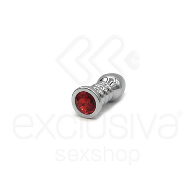 Foto 1 do produto Plug Anal em Aço com Cristal Brilhante na Base - 8,9 x 4,3 cm | Cor: Vermelho