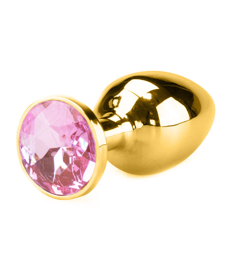 Plug Anal em Alumínio Polido Dourado com Detalhe de Joia na Base - Tamanho: G | Disponível em 4 Cores - 4