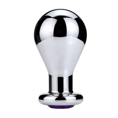 Foto 2 do produto Plug Anal em Aço com Forma Oval e Joia na Base - 7,5 x 6,3 cm | Cor: Rosa