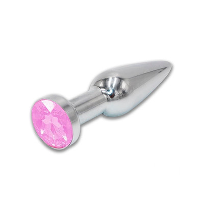 Foto 5 do produto Plug Anal Cônico Alongado em Aço com Joia na Base - 9,3 x 2,8 cm | Disponível em 4 Cores