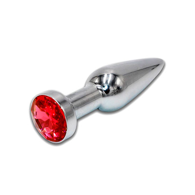 Foto 2 do produto Plug Anal Cônico Alongado em Aço com Joia na Base - 9,3 x 2,8 cm | Disponível em 4 Cores