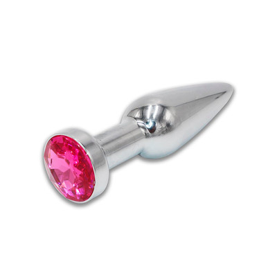 Foto 3 do produto Plug Anal Cônico Alongado em Aço com Joia na Base - 9,3 x 2,8 cm | Disponível em 4 Cores