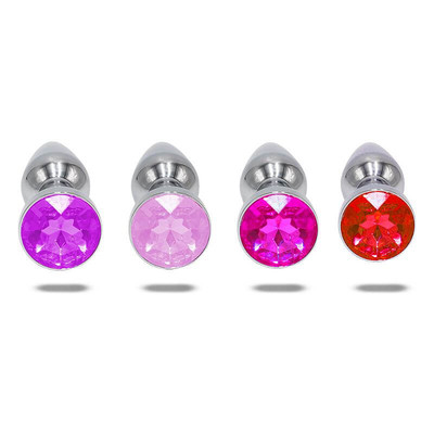 Foto 7 do produto Plug Anal Cônico Alongado em Aço com Joia na Base - 9,3 x 2,8 cm | Disponível em 4 Cores