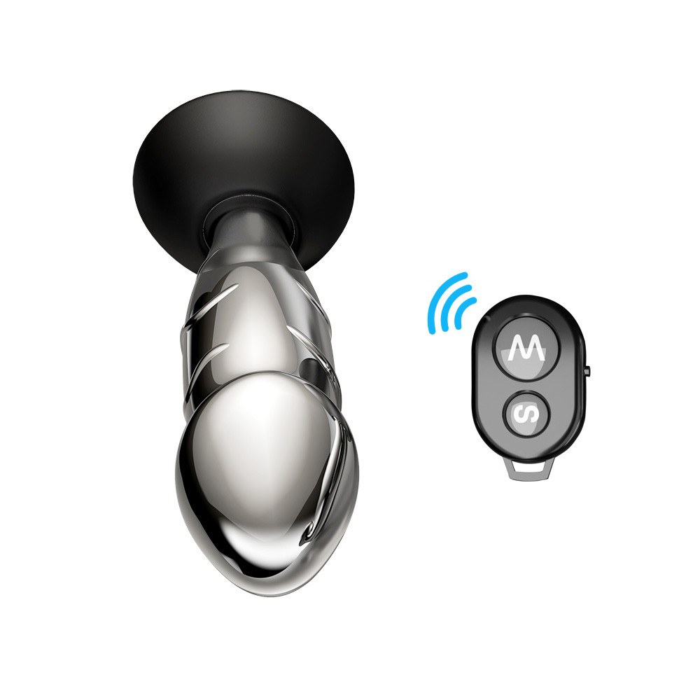 Plug Anal de Aço em Formato de Pênis com 10 Modos de Vibrações e Controle Remoto sem Fio- Massager | 11,2 x 3,9 cm - 6